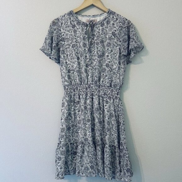 BCBGeneration Women's 10 Black & White Paisley Floral Casual Cinched Short Dress - Picture 2 of 6